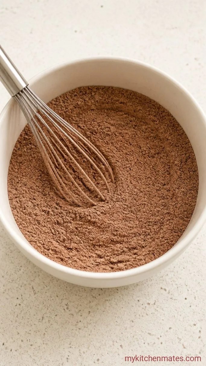 Rich and Moist Healthy Chocolate Zucchini Bread Step 1: Whisk the Dry Ingredients