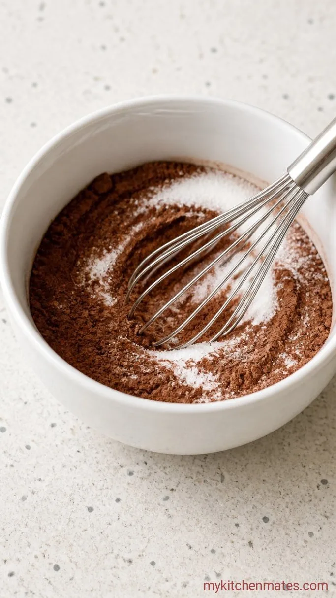 5-Minute Dairy Free Hot Chocolate Step 1: Whisk the Dry Ingredients