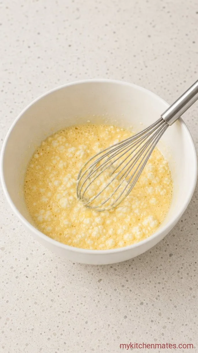 Fluffy High-Protein Cottage Cheese Breakfast Casserole Step 1: Whisk the Eggs and Cottage Cheese