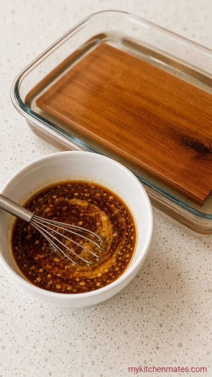 Cedar Plank Salmon with Maple Mustard Glaze Step 1: Whisk the Glaze and Soak the Plank