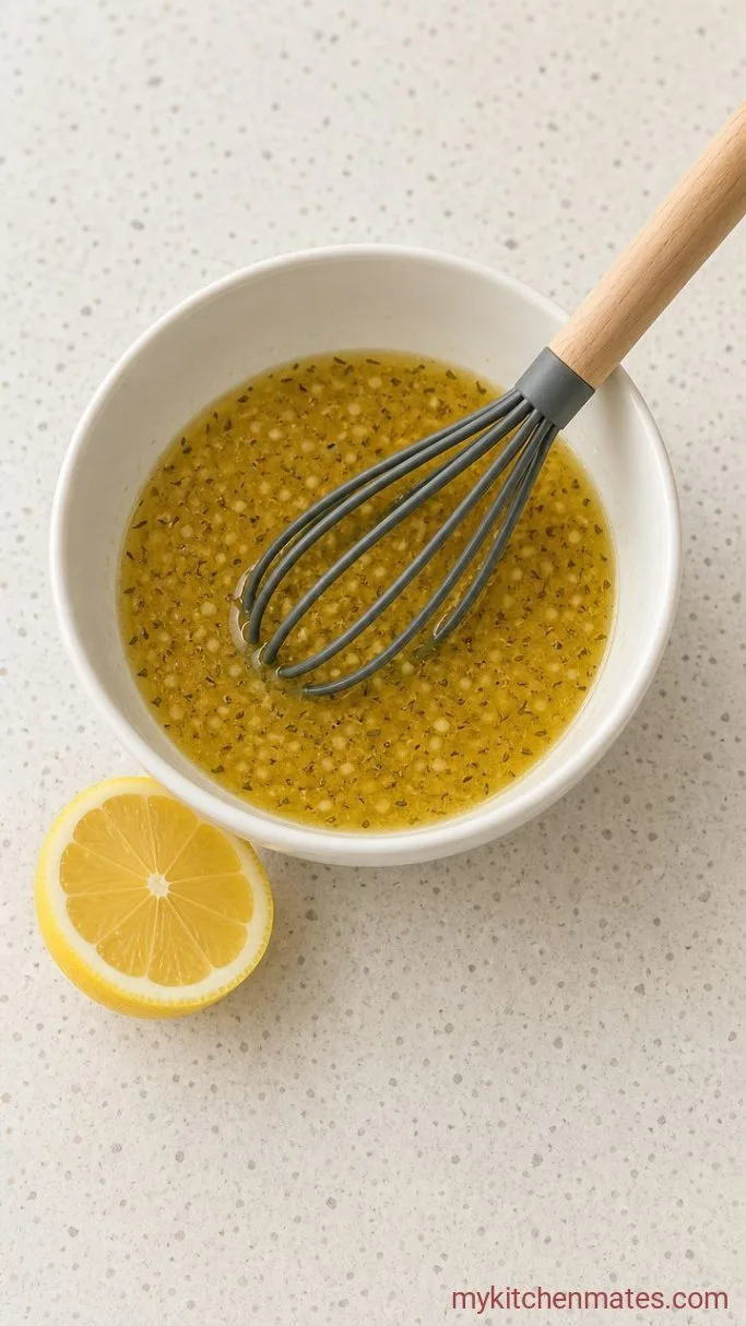 20-Minute Mediterranean Salad Bowl Step 1: Whisk the Lemon Vinaigrette