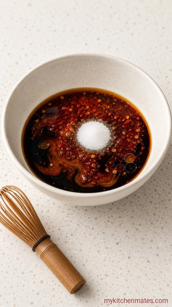 Classic 5-Minute Dumpling Sauce Step 1: Whisk the Liquid Ingredients