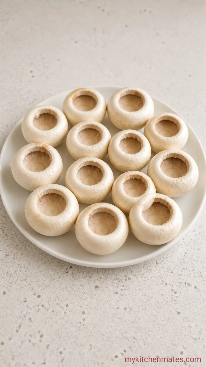 Crispy Air Fryer Stuffed Mushrooms in 20 Minutes Step 1: Wipe and Trim the Mushrooms