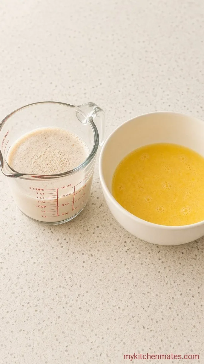 Soft Gluten Free Sandwich Bread (No Gummy Crumb) Step 2: Activate the Yeast and Mix the Liquids