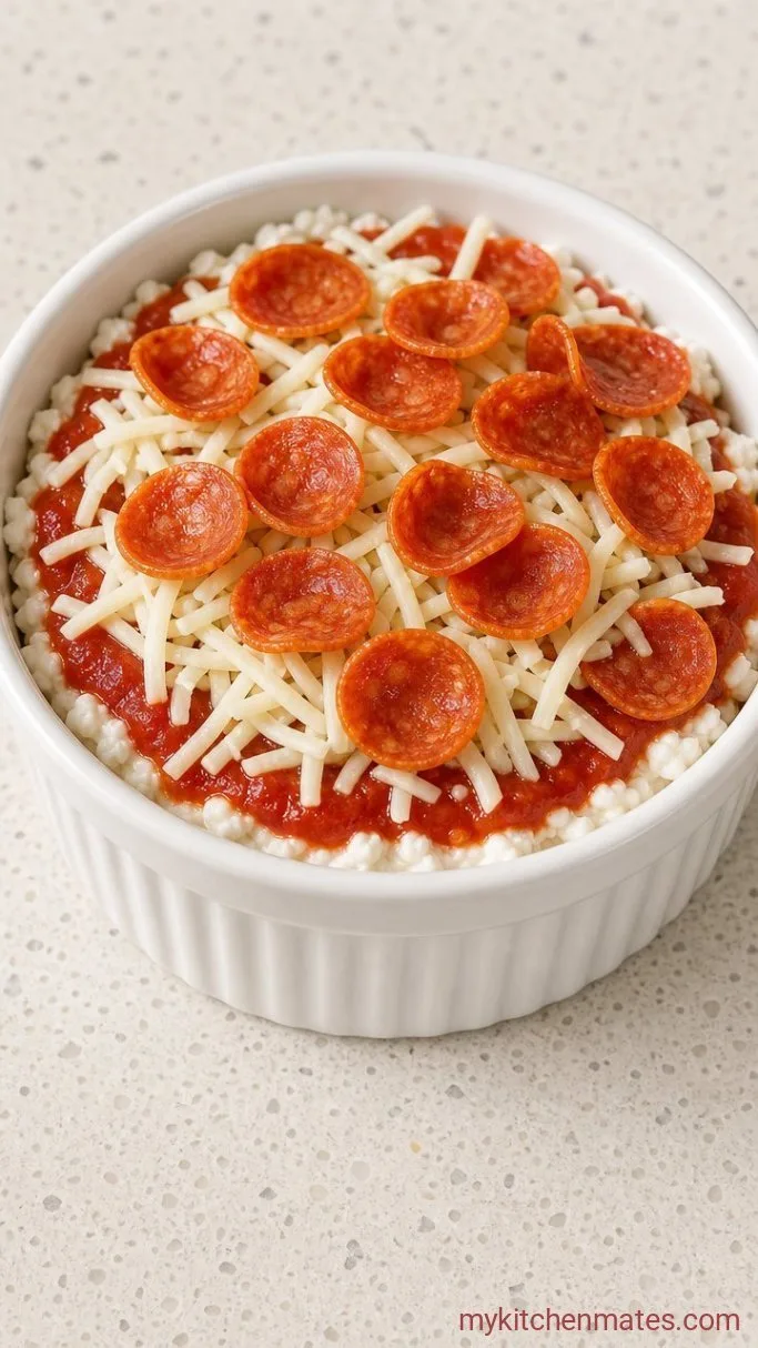 Low Carb Cottage Cheese Pizza Bowl (Ready in 10 Minutes) Step 2: Add Sauce and Toppings