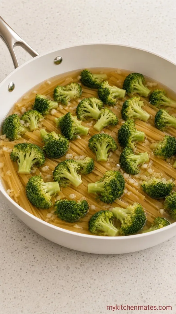 One-Pot Creamy Broccoli Alfredo Pasta Step 2: Add the Broccoli