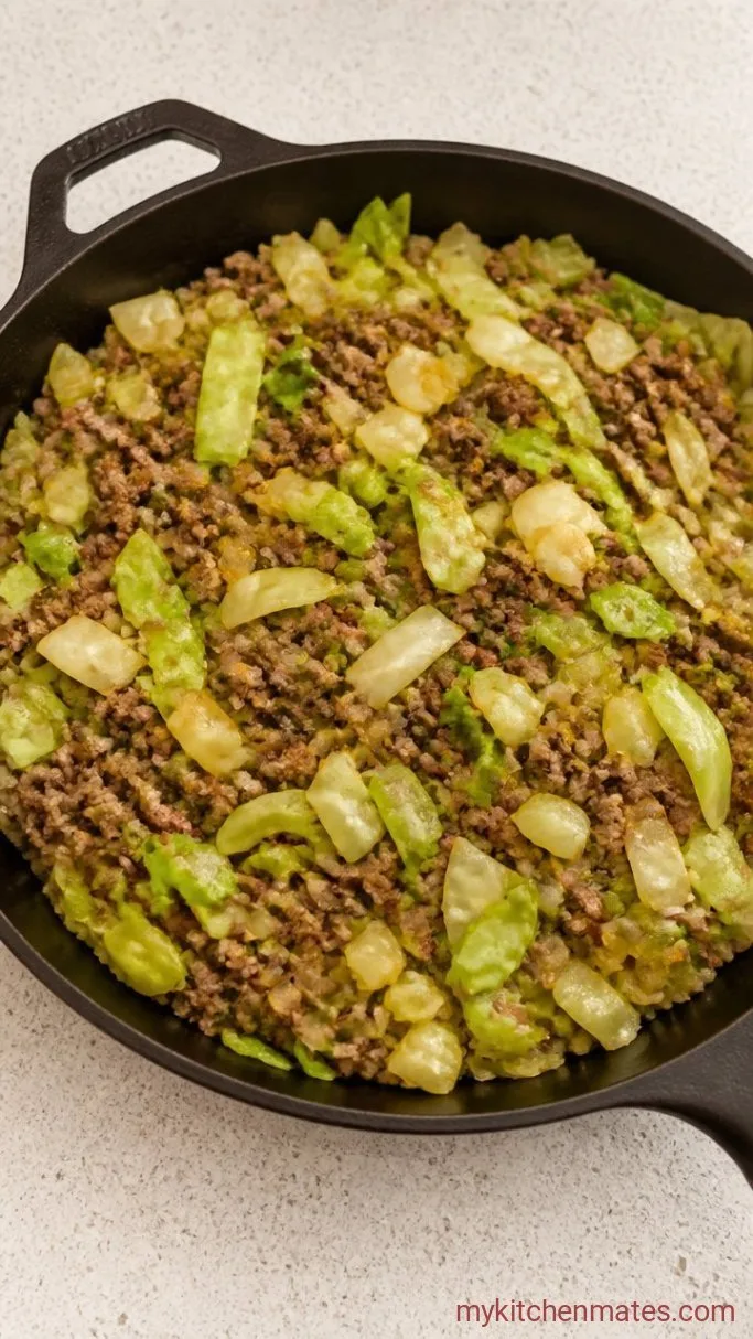 One-Skillet Hamburger Cabbage Casserole Step 2: Add the Cabbage