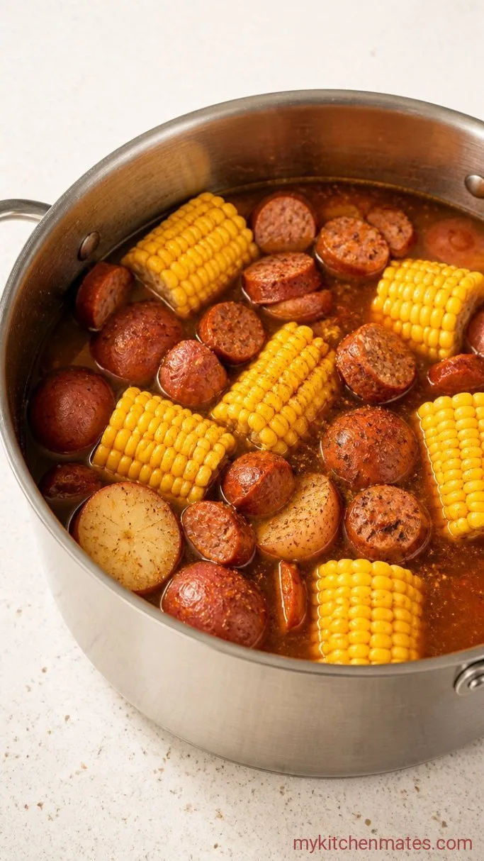 One-Pot Low Country Boil with Shrimp and Sausage Step 2: Add the Corn