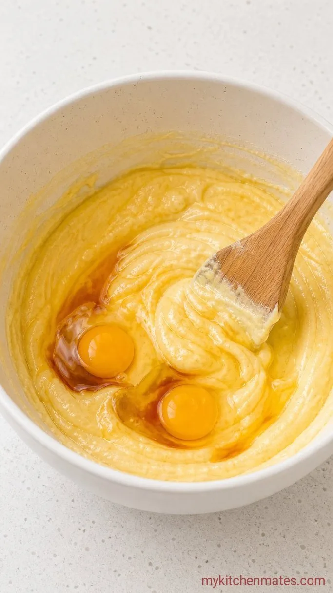One-Bowl Soft Oatmeal Cookie Bars Step 2: Add the Eggs and Vanilla