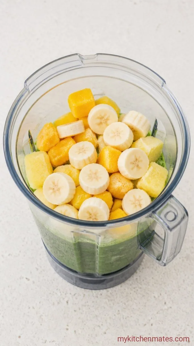 Island Green Smoothie (Tropical Smoothie Cafe Copycat) Step 2: Add the Frozen Fruit