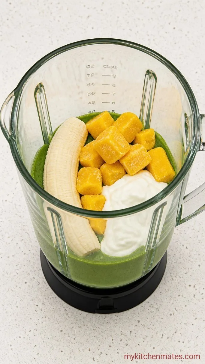 5-Ingredient Toddler Smoothie (With Hidden Greens) Step 2: Add the Fruit and Yogurt