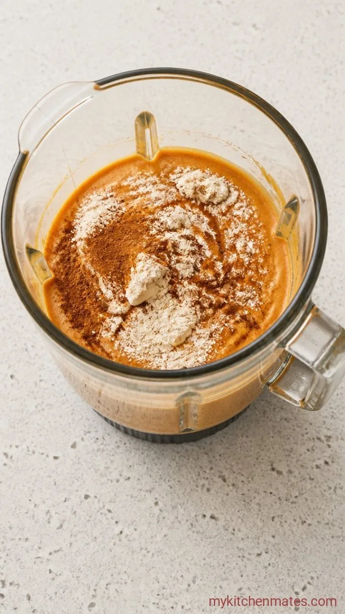5-Minute Pumpkin Protein Shake Step 2: Add the Protein and Spices