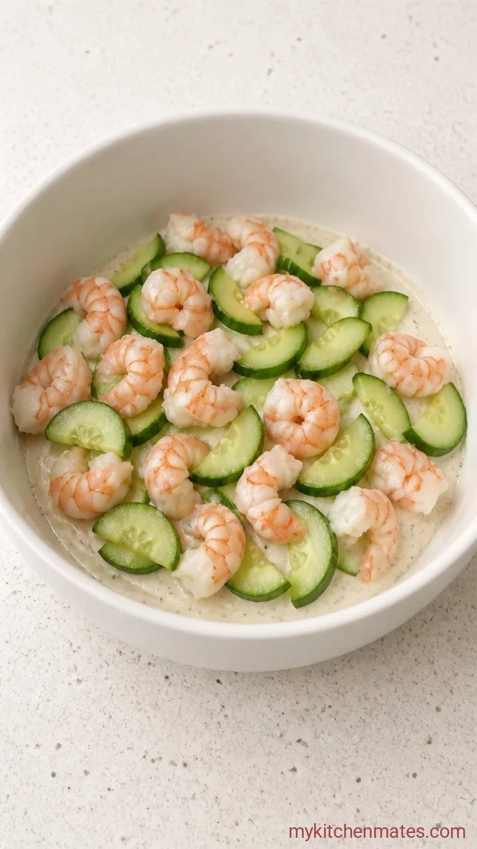 5-Ingredient Creamy Cucumber Shrimp Salad Step 2: Add the Shrimp and Cucumber
