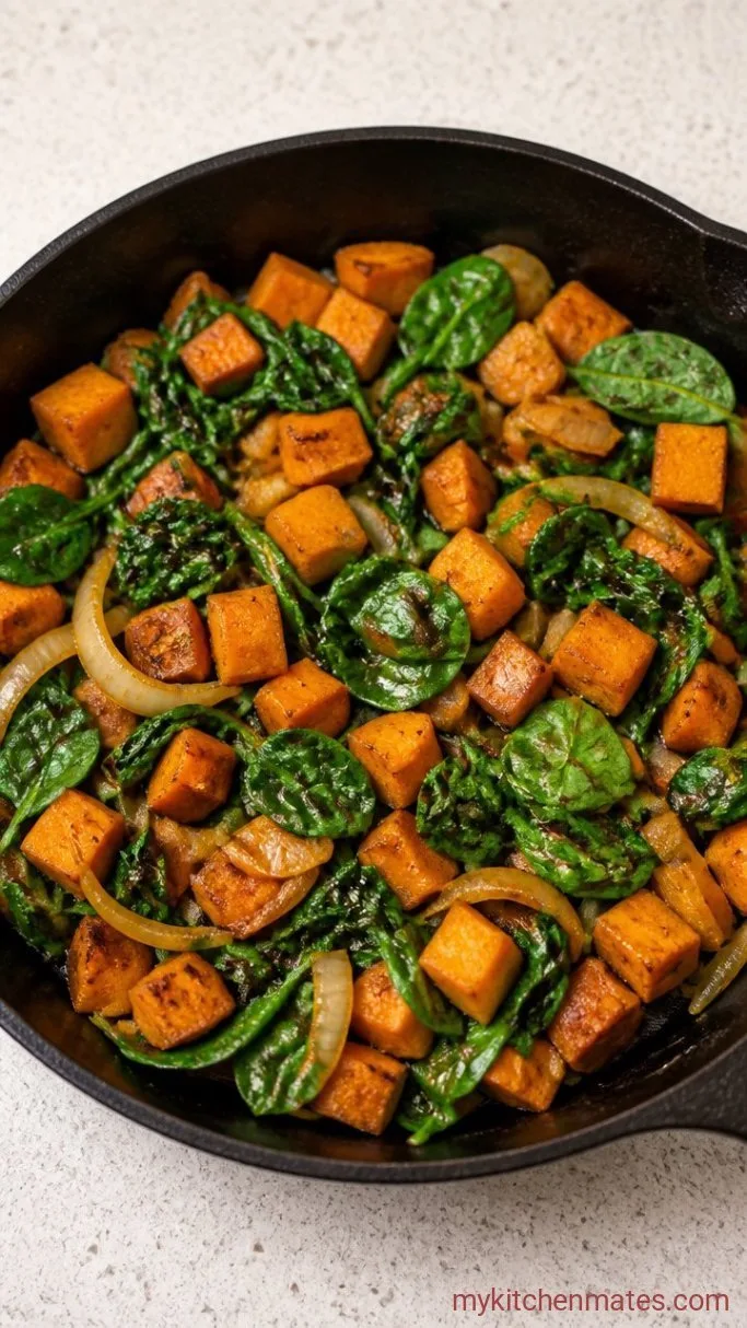 One-Skillet Sweet Potato Frittata Step 2: Add the Spinach