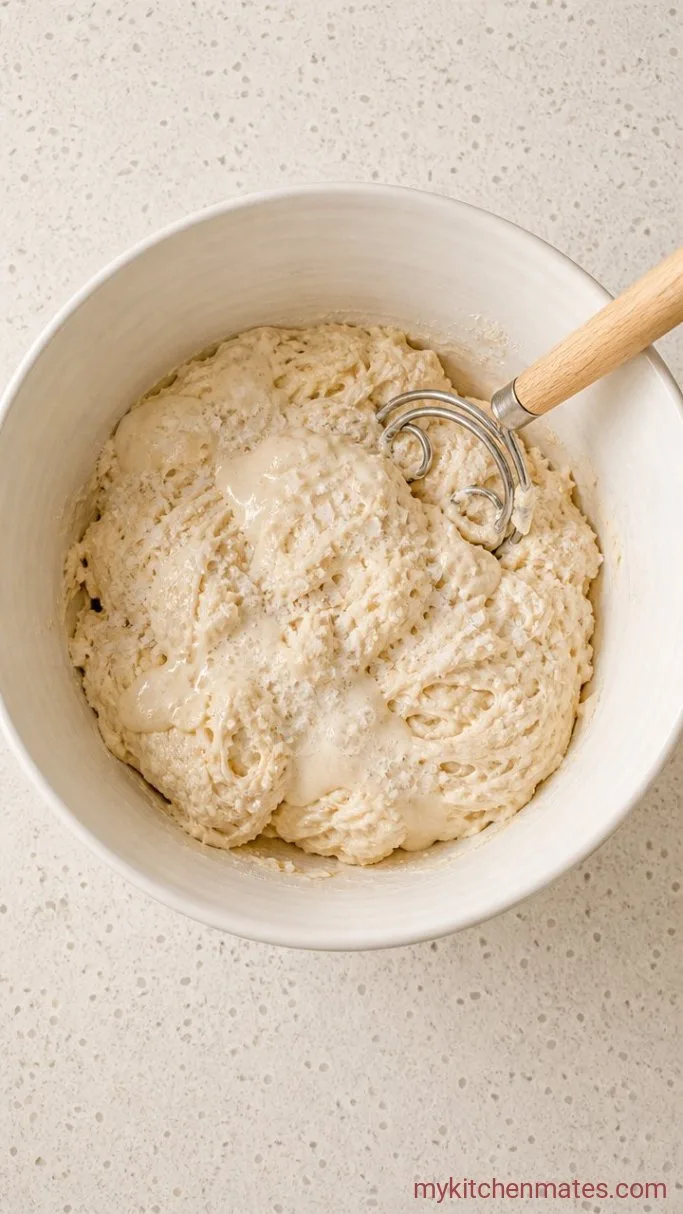 Honey Oat Sourdough Sandwich Bread Step 2: Add the Starter and Salt