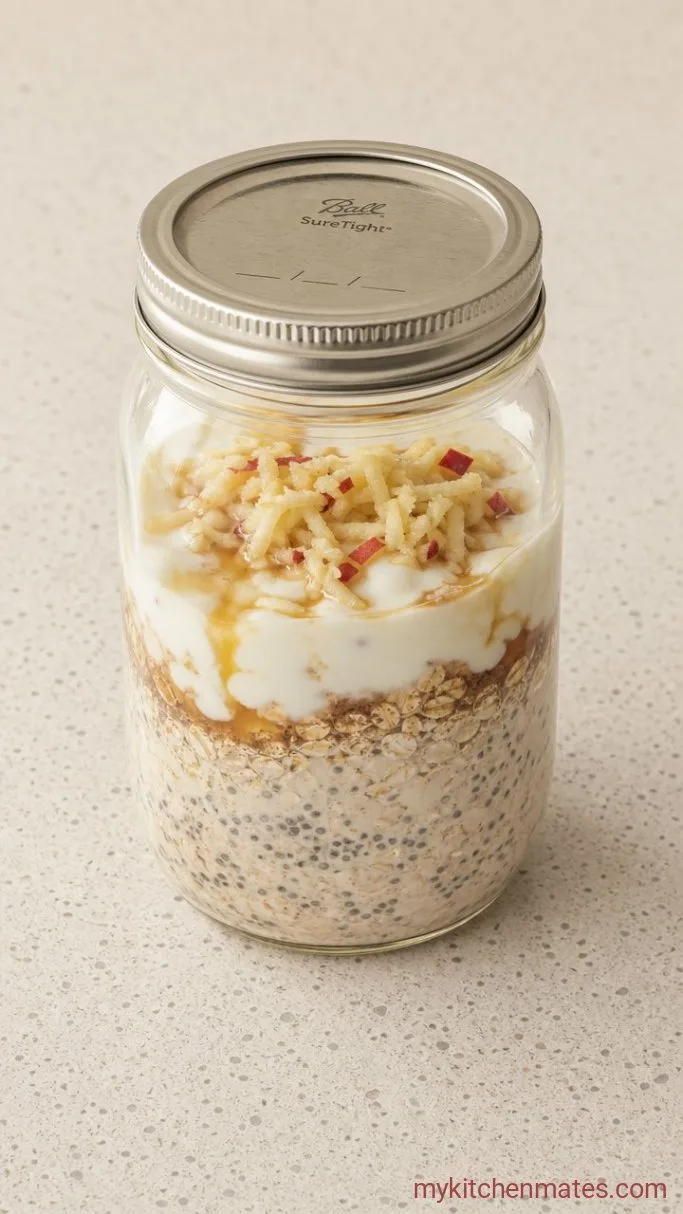 Apple Cinnamon Overnight Oats (Creamy, Make-Ahead, No-Cook) Step 2: Add the Wet Ingredients and the Apple