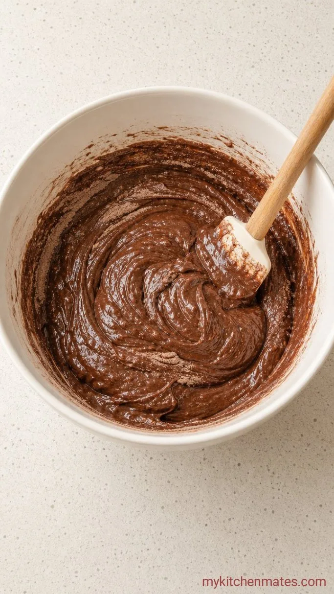 Fudgy Gluten Free Chocolate Cake (One Bowl) Step 2: Add the Wet Ingredients