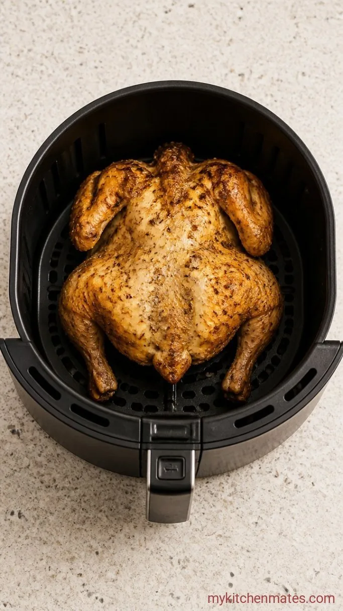 Crispy Air Fryer Rotisserie Chicken (Ready in Under an Hour) Step 2: Air Fry Breast-Side Down