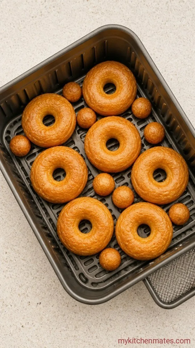 Quick 2-Ingredient Air Fryer Donuts Step 2: Air Fry the Donuts