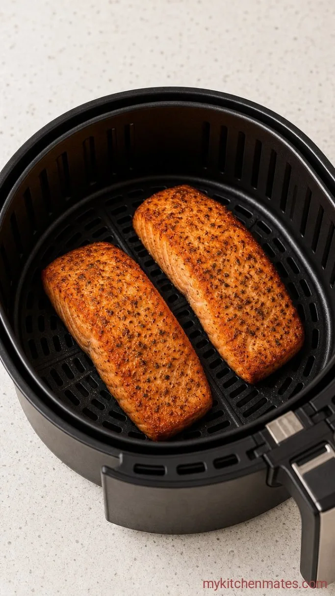 Flaky Air Fryer Frozen Salmon (From Frozen) Step 2: Air Fry the Fillets