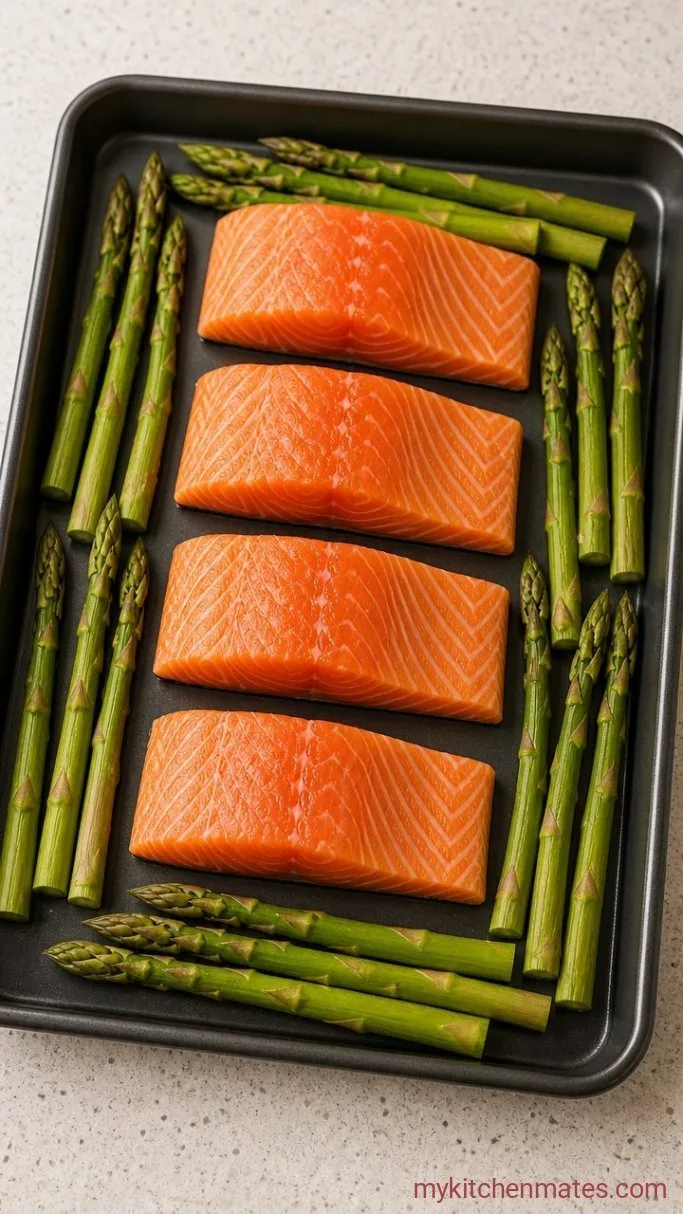 Step 2: Arrange the Salmon and Asparagus