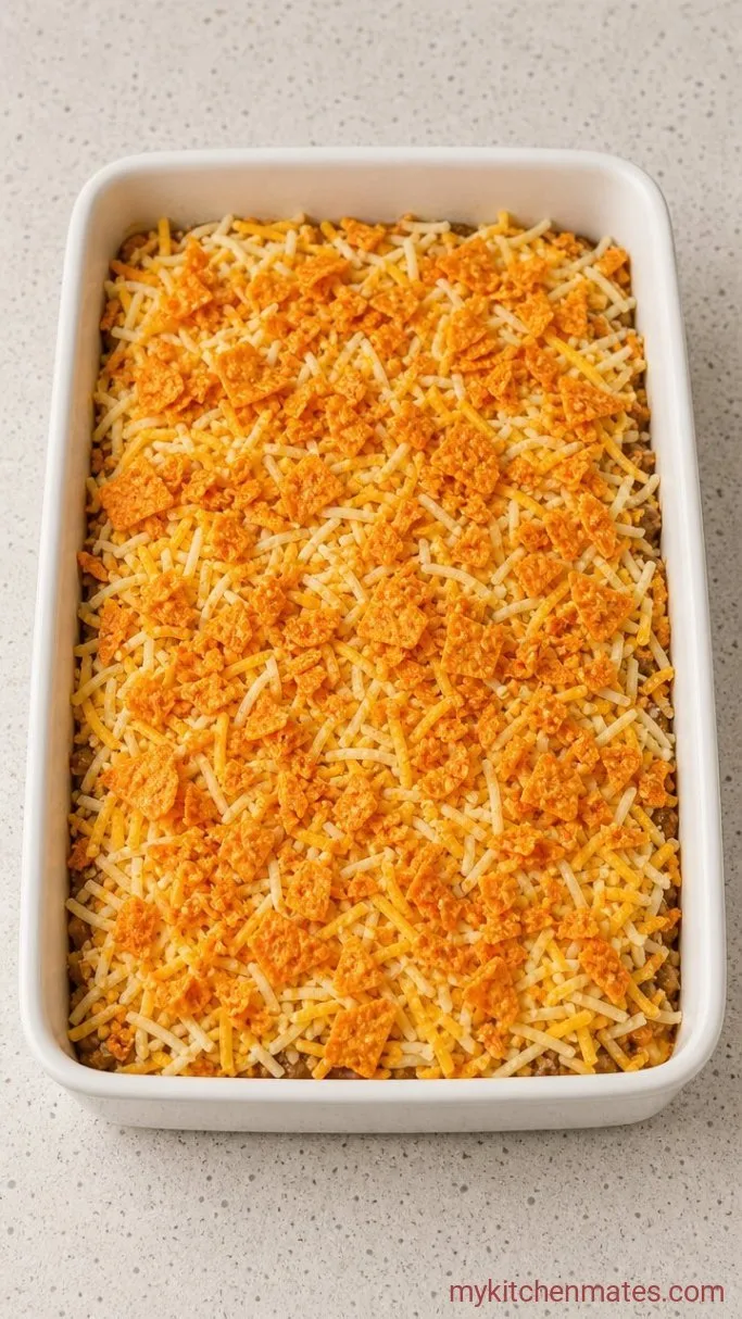 30-Minute Cheesy Dorito Chicken Casserole Step 2: Assemble the Casserole
