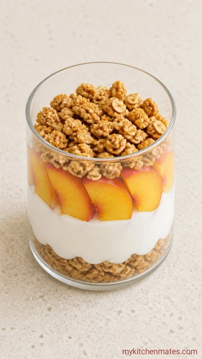Quick 4-Ingredient Peach Parfait Cups Step 2: Assemble the Parfait Layers