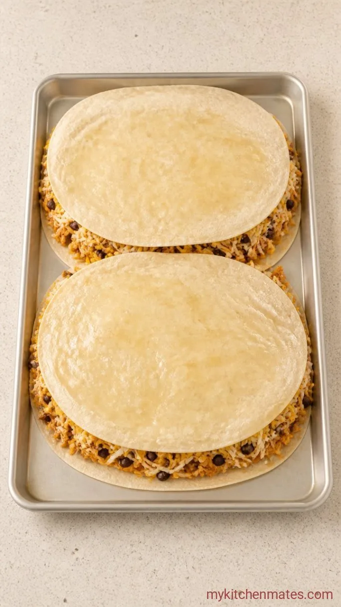 Crispy Sheet Pan Quesadillas (Made in One Go) Step 2: Assemble the Quesadilla