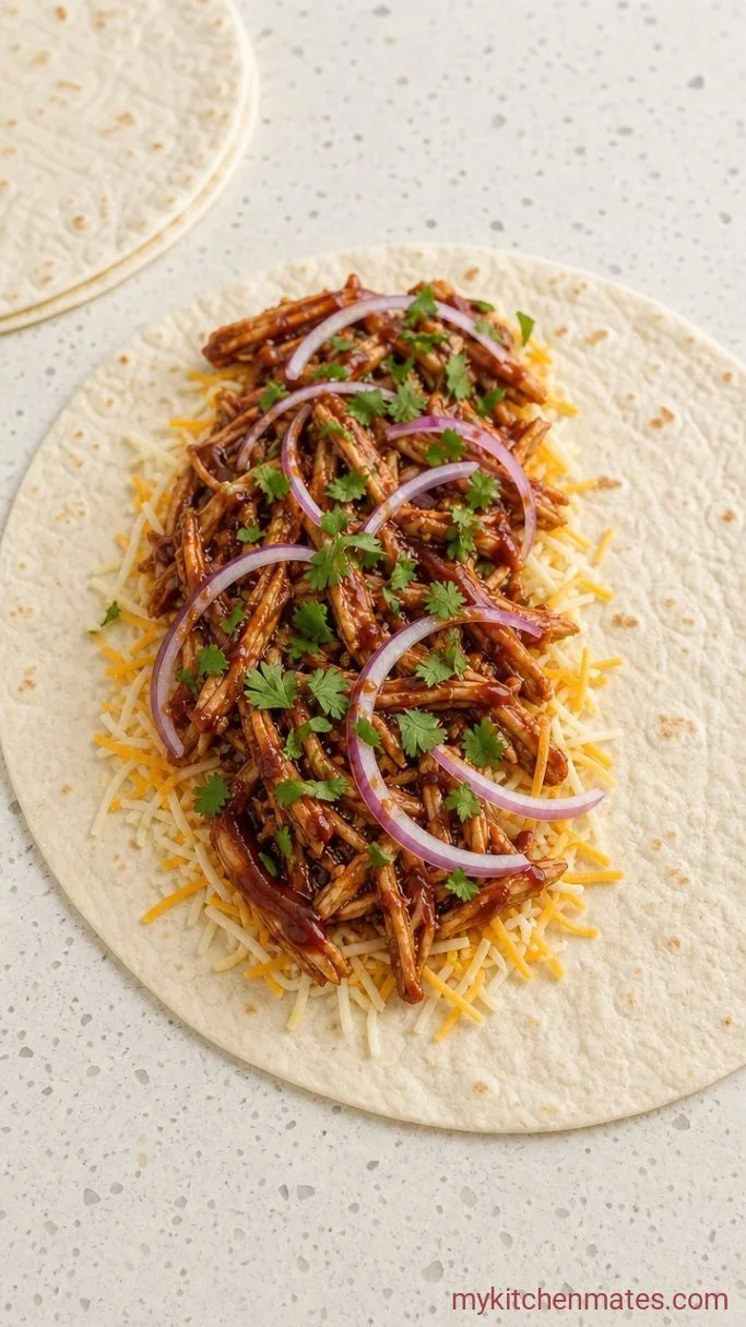 30-Minute BBQ Chicken Quesadillas Step 2: Assemble the Quesadillas