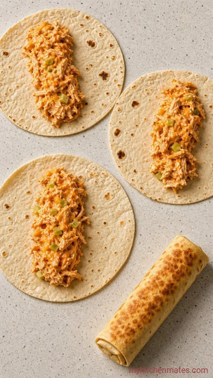 Buffalo Shredded Chicken Wraps Step 2: Assemble the Wraps