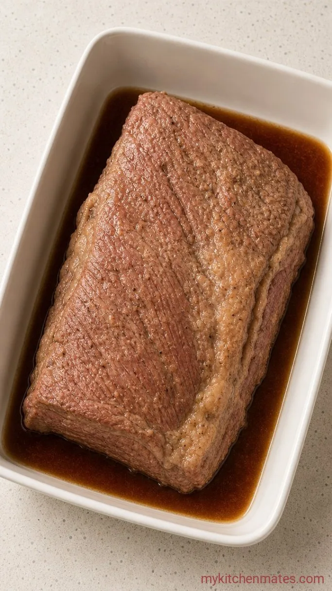 Baked Corned Beef with Sticky Mustard Glaze Step 2: Bake Low Until Fork-Tender