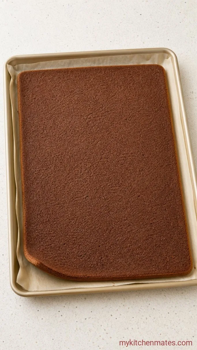 Foolproof Chocolate Roll Cake with Whipped Cream Step 2: Bake the Cake