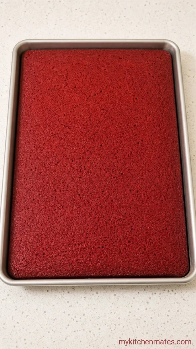 Red Velvet Roll Cake with Cream Cheese Filling Step 2: Bake the Sheet Cake