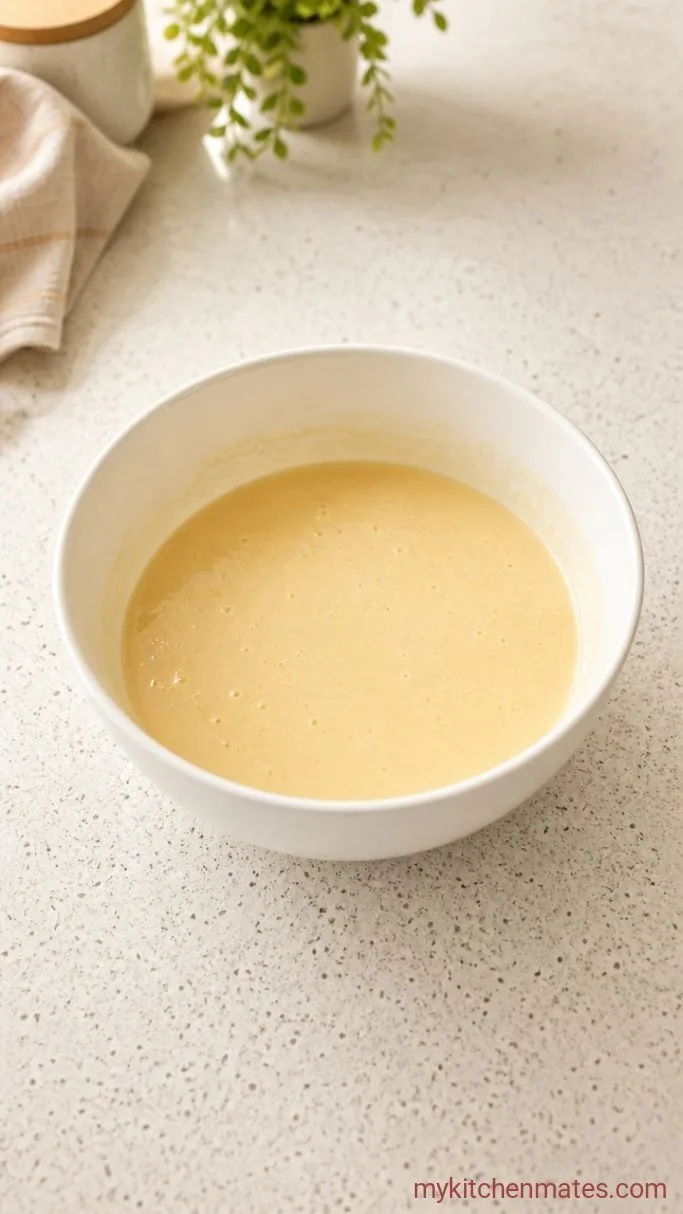 Fluffy 5-Minute Protein Pancake Bowl Step 2: Beat in the Wet Ingredients