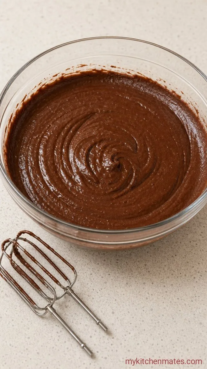 Chocolate Easter Cake with Mini Egg Nest Step 2: Beat the Batter