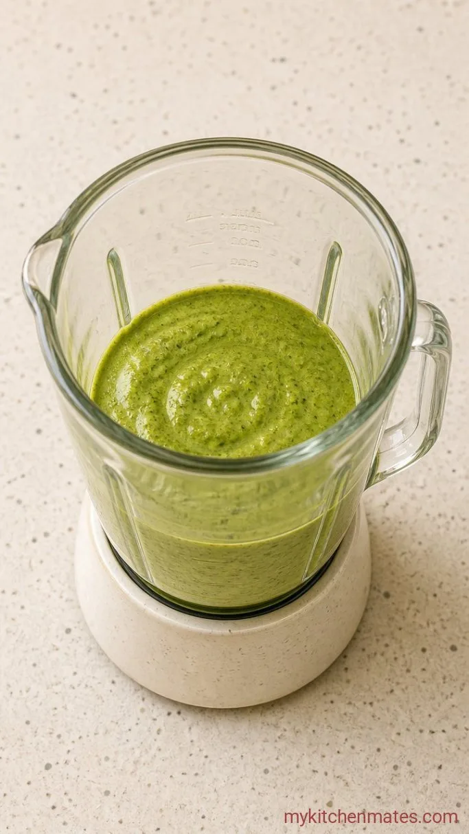 No-Cook Creamy Avocado Pesto Pasta Step 2: Blend the Pesto