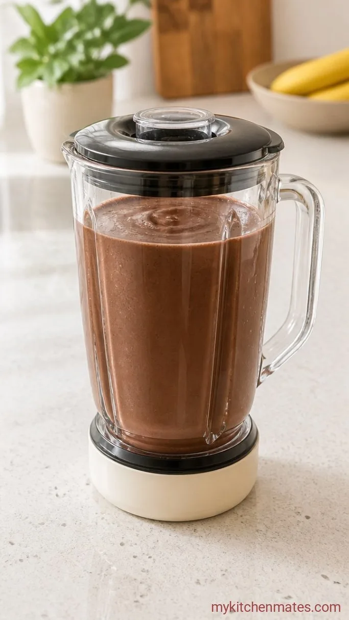 5-Minute Chocolate Peanut Butter Smoothie Step 2: Blend Until Silky and Thick