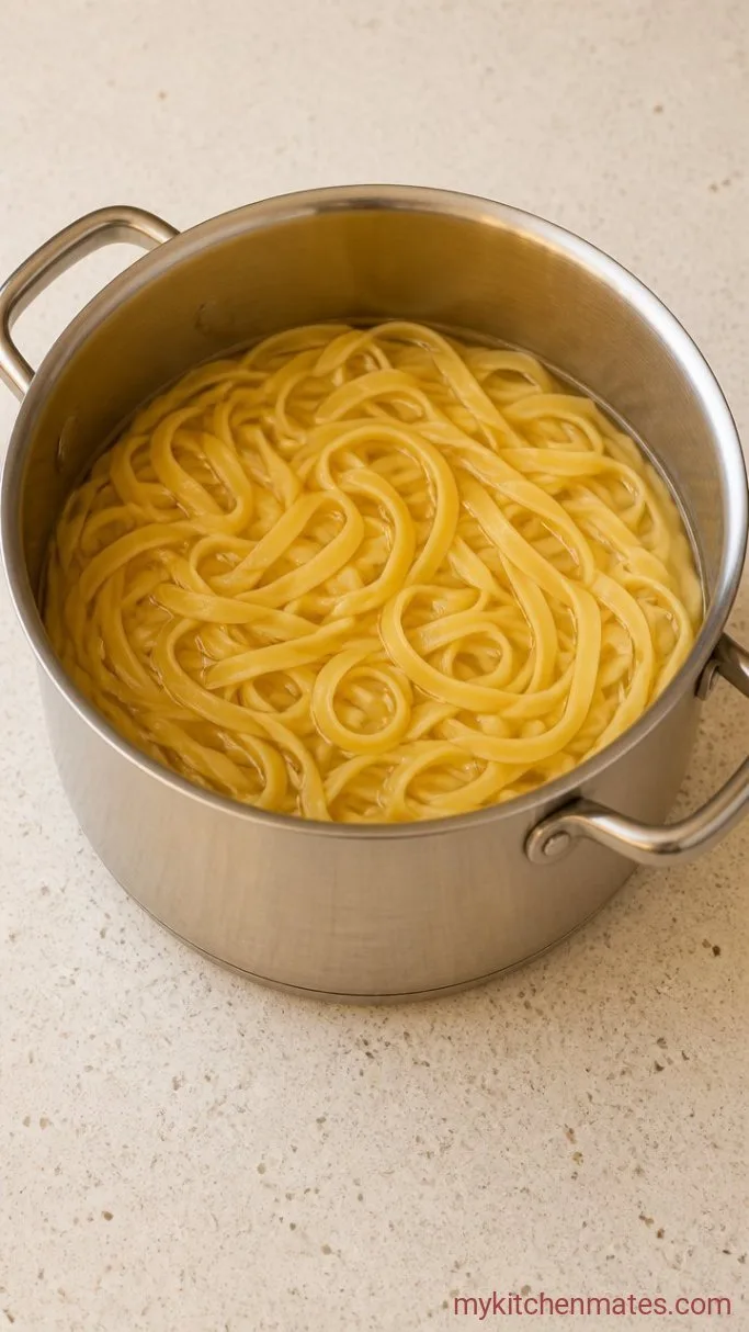 30-Minute Chicken Fettuccine Alfredo Step 2: Boil the Fettuccine