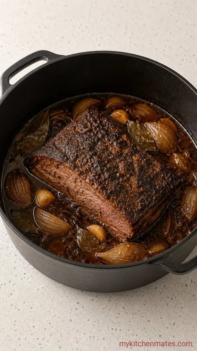 Fall-Apart Tender Dutch Oven Corned Beef Step 2: Braise the Beef Until Tender