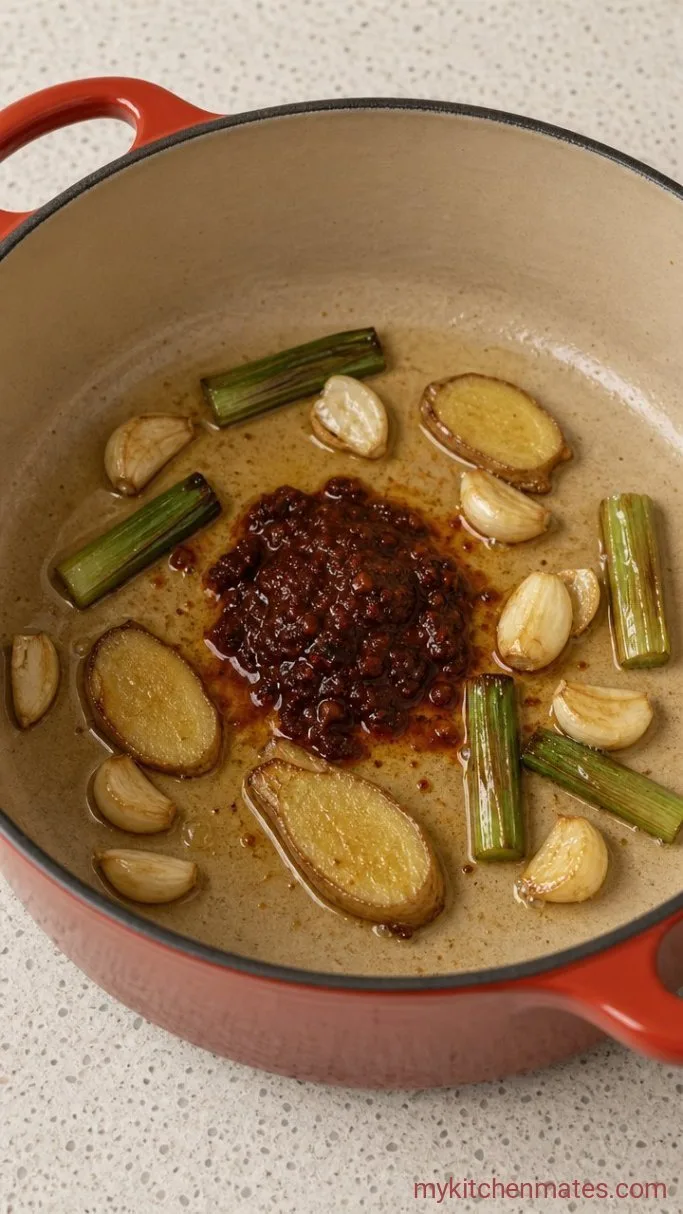 Taiwanese Beef Noodle Soup: Rich, Spicy, and Fall-Apart Tender Step 2: Brown the Aromatics
