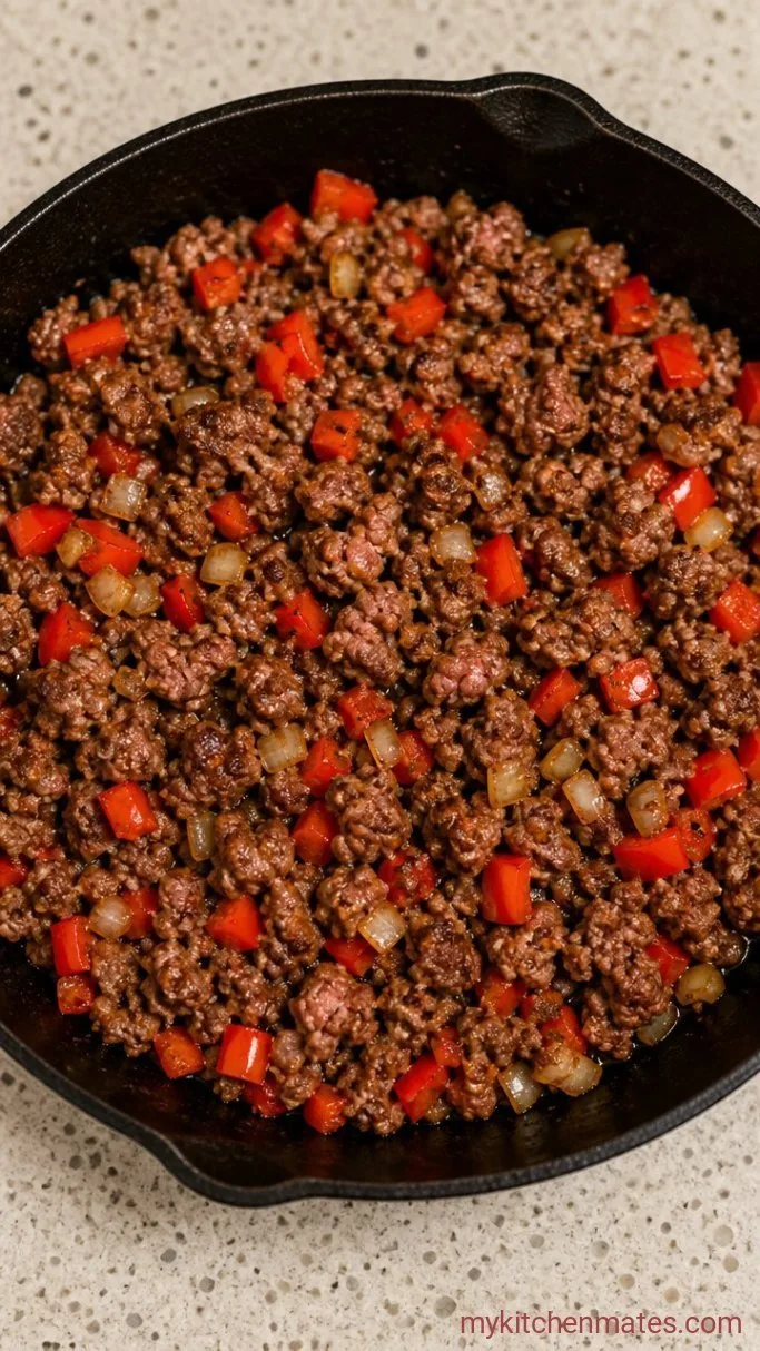 One-Pan Mediterranean Ground Beef Stir Fry Step 2: Brown the Beef
