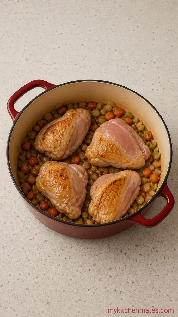 One-Pot Chicken Lentil Soup Step 2: Brown the Chicken