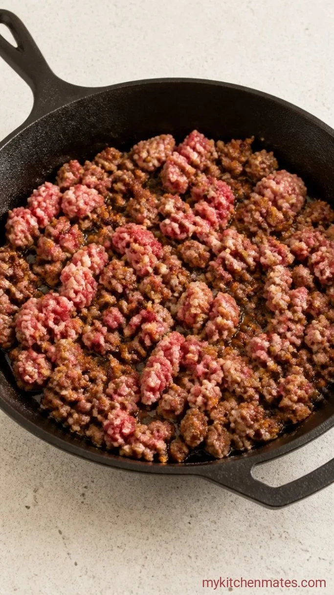 One-Skillet Keto Lasagna Bake Step 2: Brown the Meat
