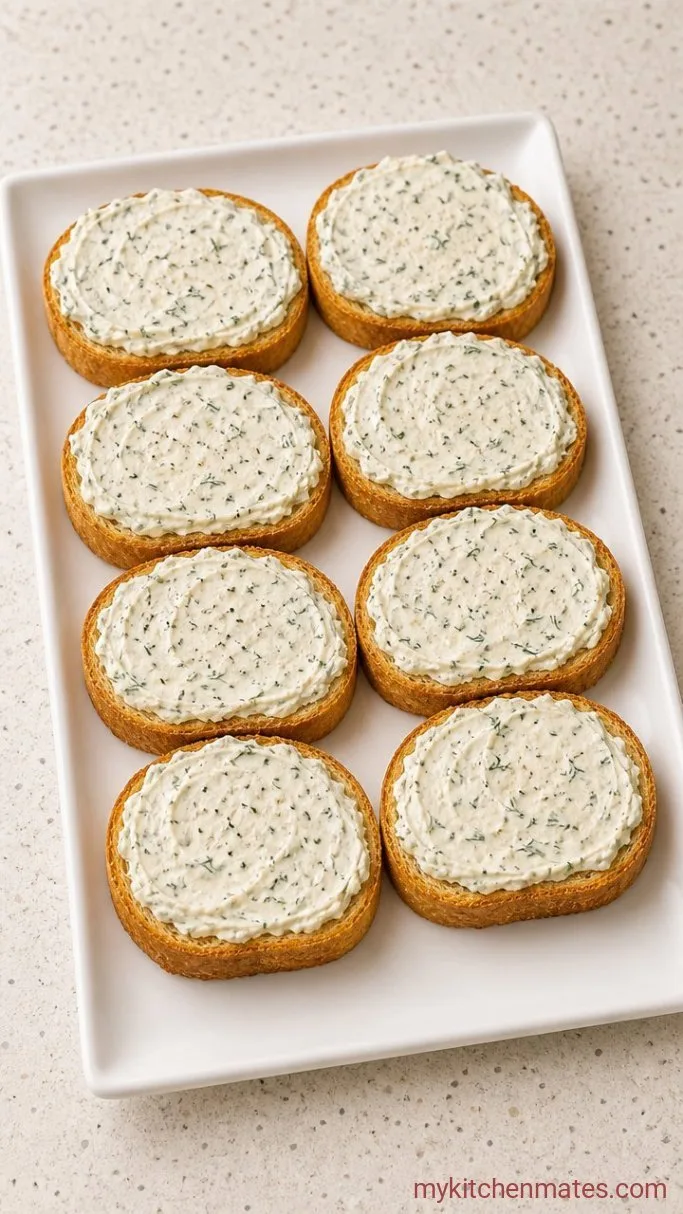 10-Minute Smoked Salmon Canapes Step 2: Build the Bites