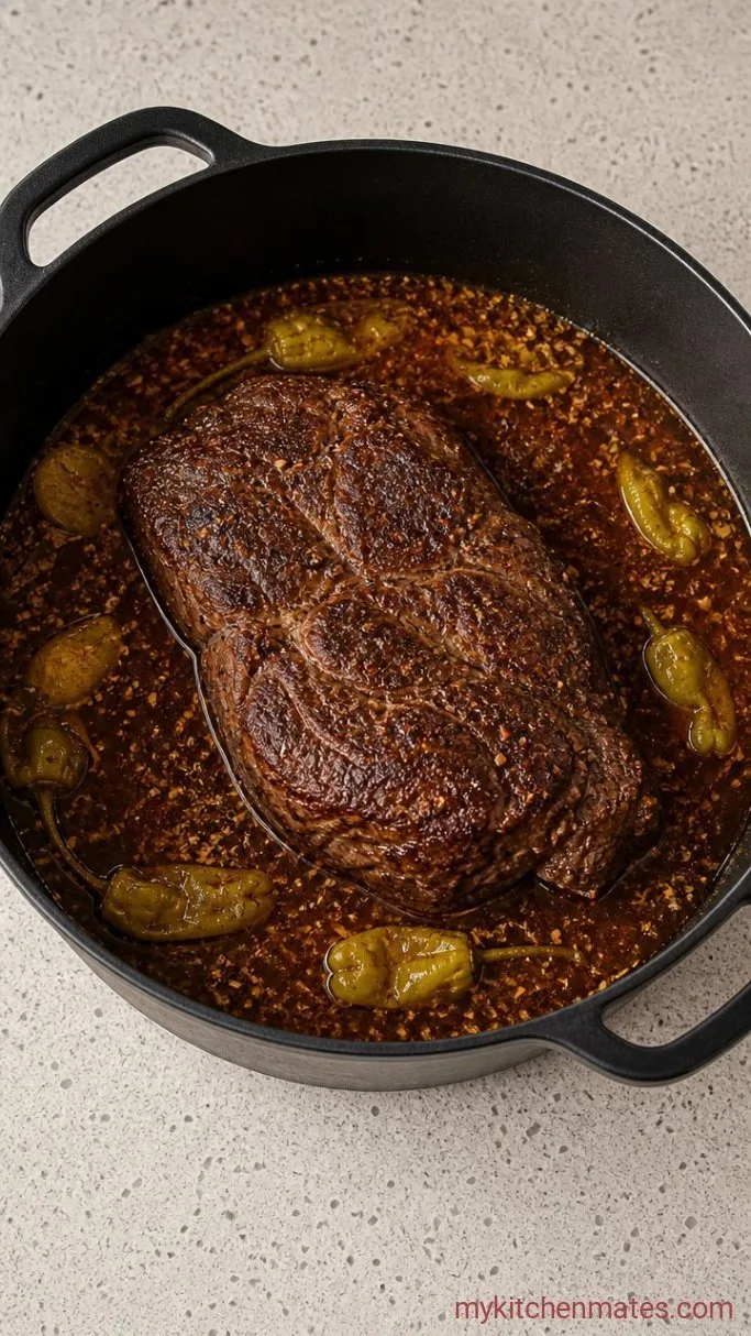 Slow Cooker Portillo’s Italian Beef Copycat Step 2: Build the Braising Liquid