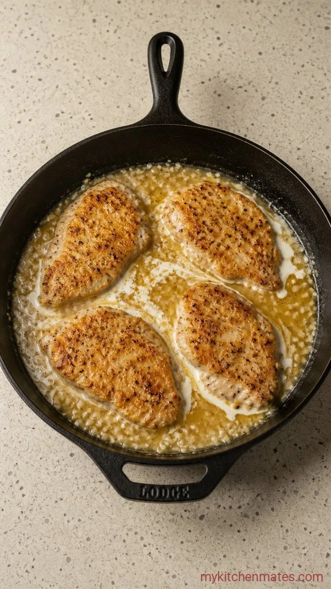 15-Minute Creamy Keto Chicken Breast Step 2: Build the Creamy Garlic Sauce