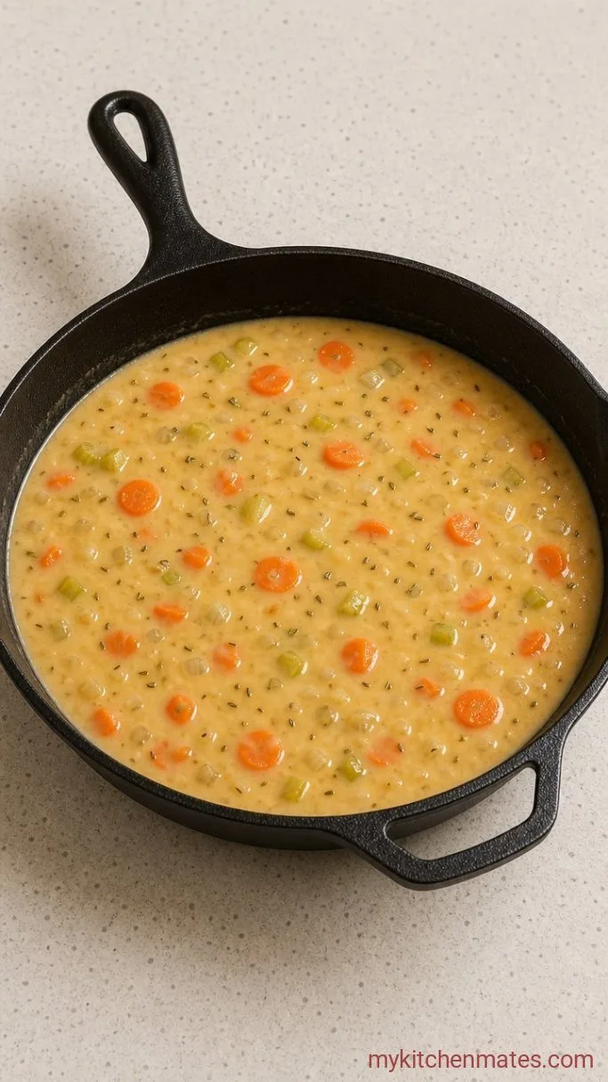 Creamy Chicken Pot Pie Casserole with Biscuits Step 2: Build the Creamy Sauce
