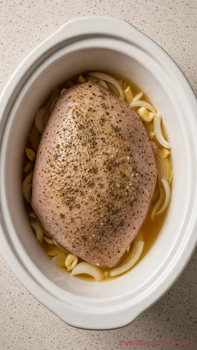 Tender Crockpot Butterball Turkey Breast (No Drying Out) Step 2: Build the Crock