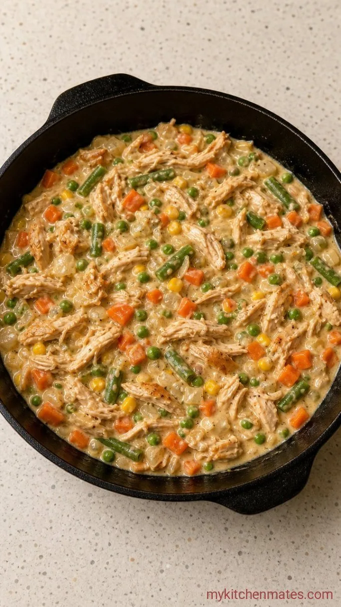 Skillet Gluten Free Chicken Pot Pie Step 2: Build the Filling
