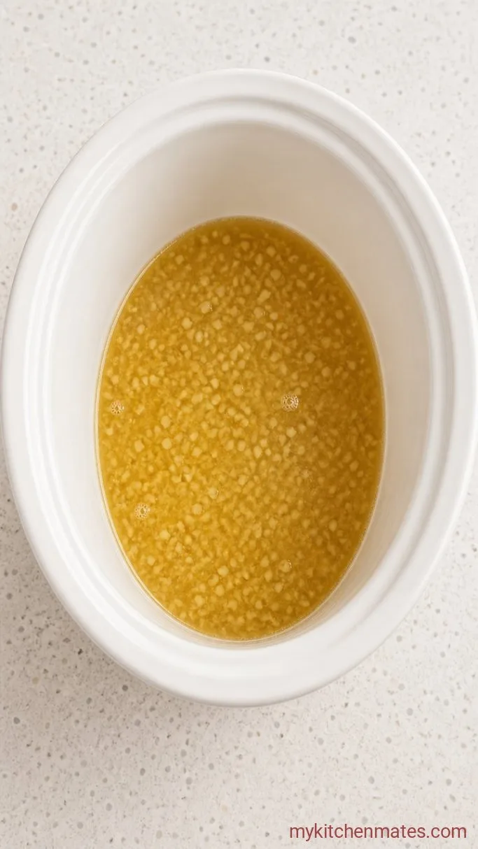 Creamy Crockpot Garlic Parmesan Chicken Step 2: Build the Garlic Butter Base